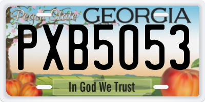 GA license plate PXB5053