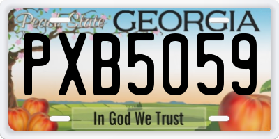 GA license plate PXB5059