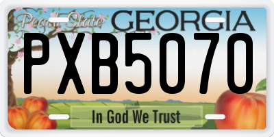 GA license plate PXB5070