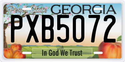 GA license plate PXB5072