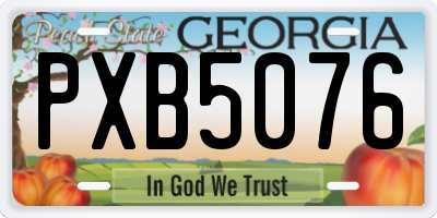 GA license plate PXB5076