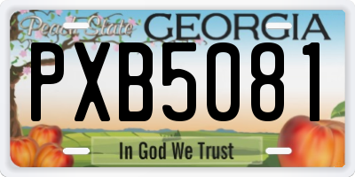 GA license plate PXB5081