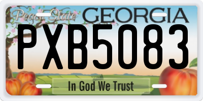 GA license plate PXB5083