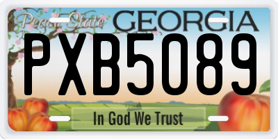 GA license plate PXB5089