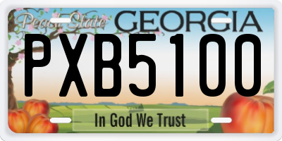 GA license plate PXB5100
