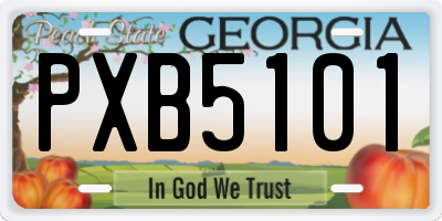 GA license plate PXB5101