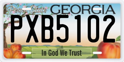 GA license plate PXB5102