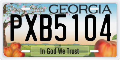 GA license plate PXB5104