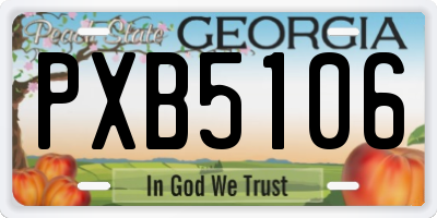 GA license plate PXB5106