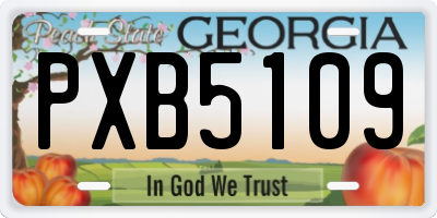 GA license plate PXB5109