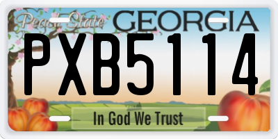 GA license plate PXB5114
