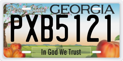 GA license plate PXB5121