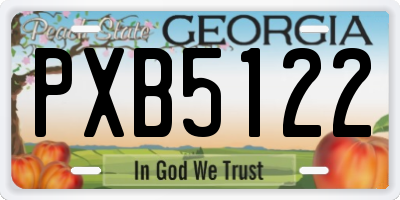 GA license plate PXB5122