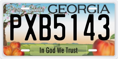 GA license plate PXB5143
