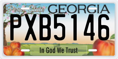 GA license plate PXB5146