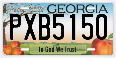 GA license plate PXB5150