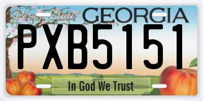 GA license plate PXB5151
