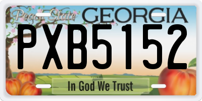 GA license plate PXB5152
