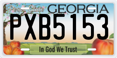 GA license plate PXB5153