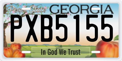 GA license plate PXB5155