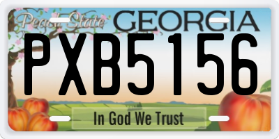 GA license plate PXB5156