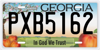 GA license plate PXB5162