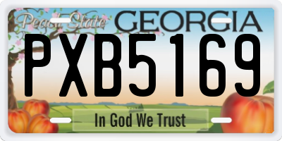 GA license plate PXB5169