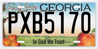GA license plate PXB5170