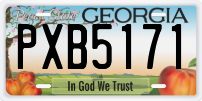 GA license plate PXB5171