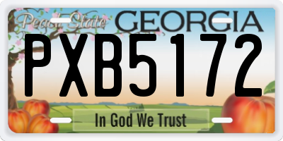 GA license plate PXB5172