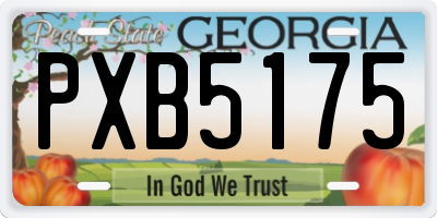 GA license plate PXB5175