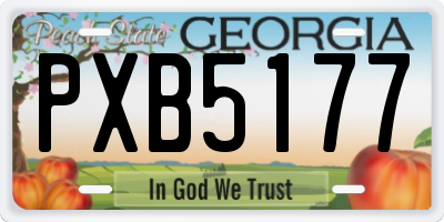 GA license plate PXB5177