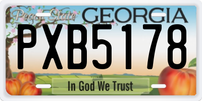 GA license plate PXB5178