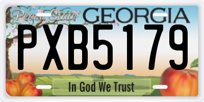 GA license plate PXB5179
