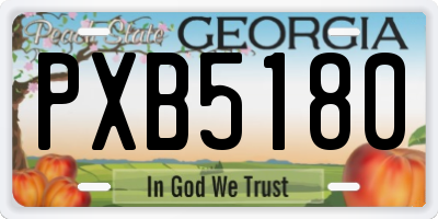 GA license plate PXB5180