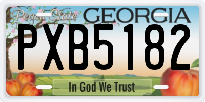 GA license plate PXB5182