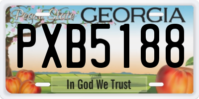 GA license plate PXB5188