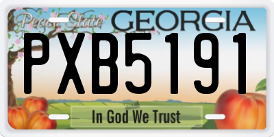 GA license plate PXB5191