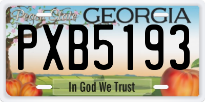 GA license plate PXB5193