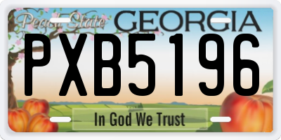 GA license plate PXB5196