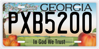 GA license plate PXB5200