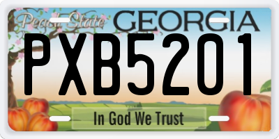 GA license plate PXB5201