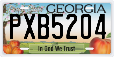 GA license plate PXB5204