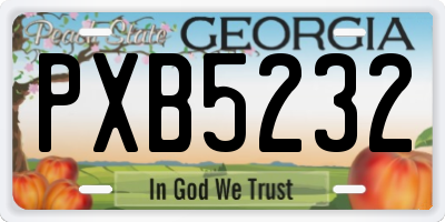 GA license plate PXB5232
