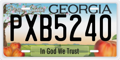 GA license plate PXB5240