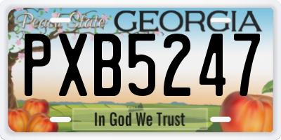 GA license plate PXB5247