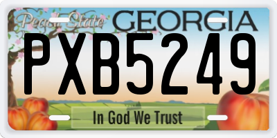 GA license plate PXB5249