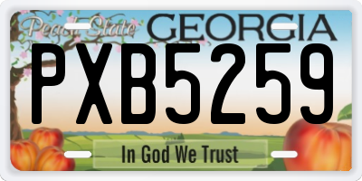 GA license plate PXB5259