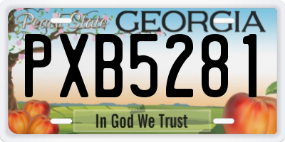 GA license plate PXB5281