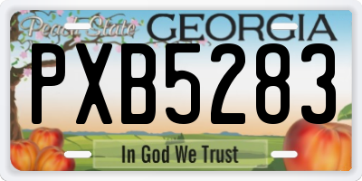 GA license plate PXB5283